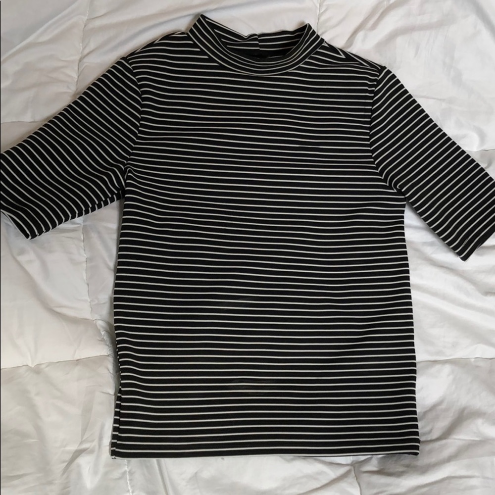 black and white striped top